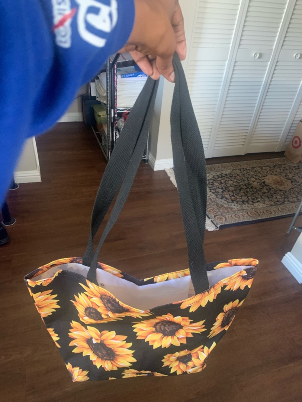 Large Sunflower Tote Bag 15” X 17” W/ Inside Hanging Pocket For Your Needs NWOT - Picture 2 of 4